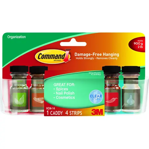 Medium Caddy, 2 lb Capacity, Plastic, Clear