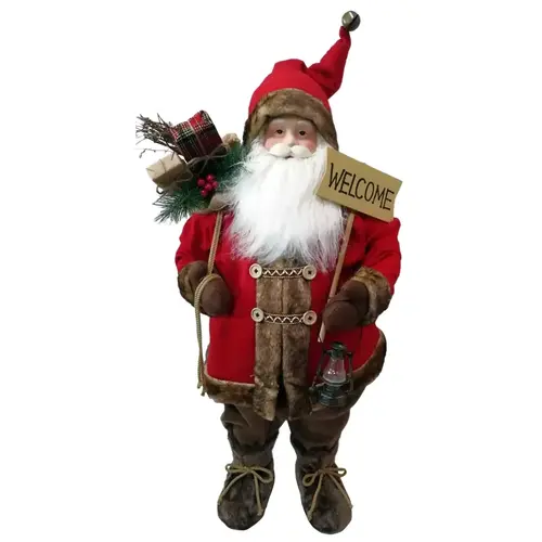 Christmas Figurine, 36 in H, Santa with Welcome Sign Christmas Figurine, 36 in H, Santa with Welcome Sign