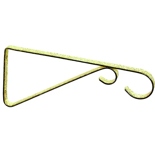 Hanging Plant Bracket, 9-5/8 L, Steel, Brass, Wall Mount Mounting