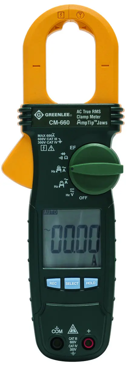 Greenlee CM-660 Clamp Meter 6000 Count Resolution LCD Display CM660