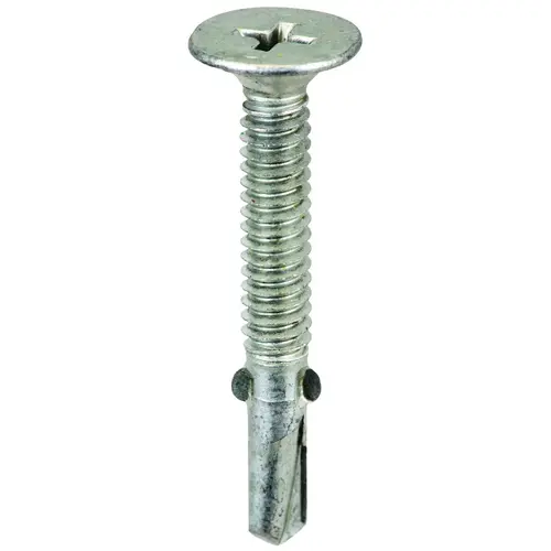 Screw, #10 Thread, Phillips Drive, Self-Tapping, Winged Point, Galvanized Steel Screw, #10 Thread, Phillips Drive, Self-Tapping, Winged Point, Galvanized Steel