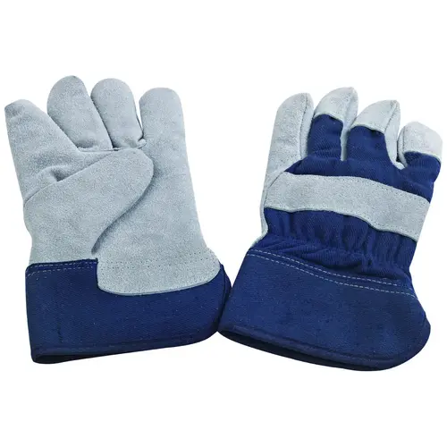 Gloves, For All Genders, L, 11.5 in L, Continuous Thumb, Wide Safety Cuff, Polyester Lining, Blue Pair