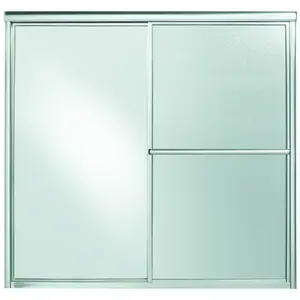 STERLING 5904-59S 5900 Series Bath Door, Deluxe Frame, Aluminum Frame, Pebbled Glass, Tempered Glass, Sliding Door Silver