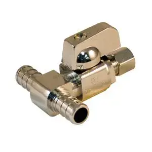 aqua-dynamic 1989-331 Stop Valve, 1/2 x 1/2 x 1/4 in Connection, PEX x PEX x Compression, 125 psi Pressure, Brass Body Chrome