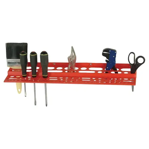 Tool Rack, 96-Tool Holder, 2-3/4 in W, 6 in H, 24 in L, Polypropylene Red