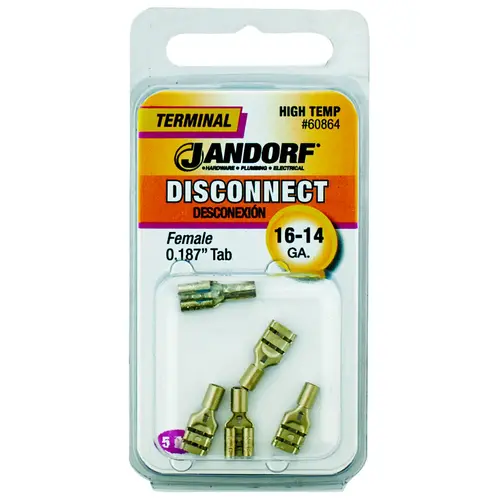 Disconnect Terminal, 16 to 14 AWG Wire - pack of 5 Disconnect Terminal, 16 to 14 AWG Wire - pack of 5