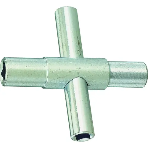 T154-3L 4-Way Silcock Key, Square Head, Bar Handle, 3 in L Chrome T154-3L 4-Way Silcock Key, Square Head, Bar Handle, 3 in L Chrome