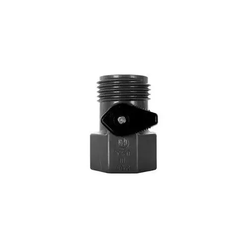 Shut-Off Garden Hose Valve, FGHT x MGHT, 60 psi Pressure, Nylon Black