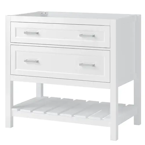 Lawson Series Vanity Cabinet, 36 in W Cabinet, 21-1/2 in D Cabinet, 34 in H Cabinet, Wood, White