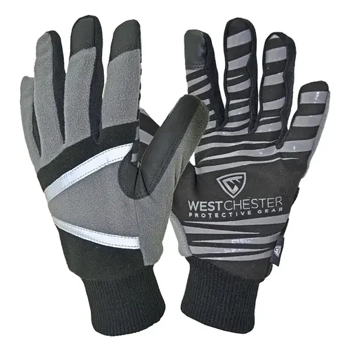 Hi-Dexterity, Insulated Winter Gloves, XL, 10-3/8 in L, Reinforced, Wing Thumb, Black/Gray Pair