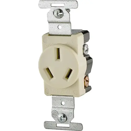 805 Power Receptacle, 3 -Pole, 125/250 V, 20 A, NEMA: NEMA 10-20R, Ivory