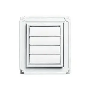 Builders Edge 140037079001 Exhaust Vent, 8 in OAL, 7 in OAW, 12 sq-in Net Free Ventilating Area, White