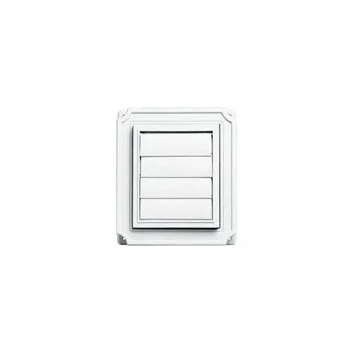 Exhaust Vent, 8 in OAL, 7 in OAW, 12 sq-in Net Free Ventilating Area, White