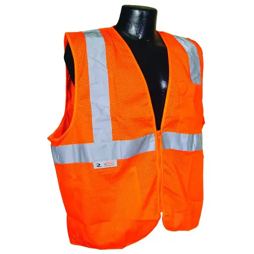 SV2ZOM-XL Economical Safety Vest, XL, Unisex, Fits to Chest Size: 28 in, Polyester, Orange/Silver SV2ZOM-XL Economical Safety Vest, XL, Unisex, Fits to Chest Size: 28 in, Polyester, Orange/Silver