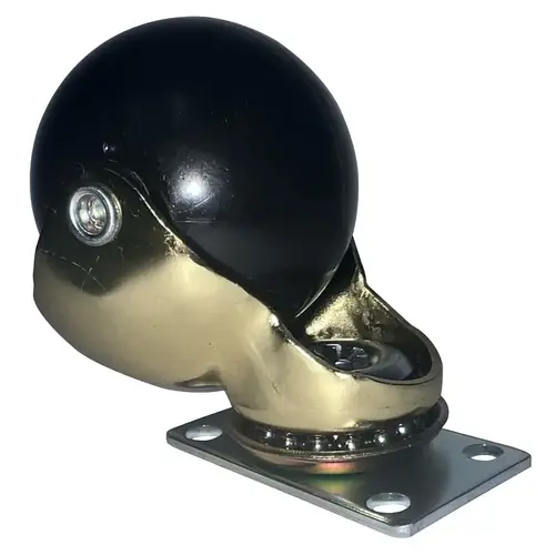 Swivel Ball Caster, 2 in Dia Wheel, Rubber Wheel, Black, 90 lb