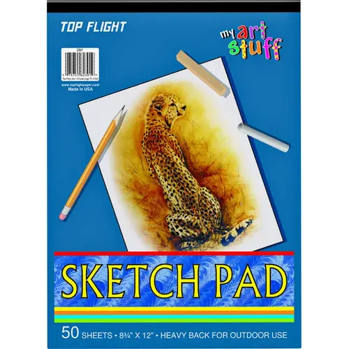Sketch Pad, Drawing Sheet, 8-3/4 in L x 12 in W Sheet, 50-Sheet
