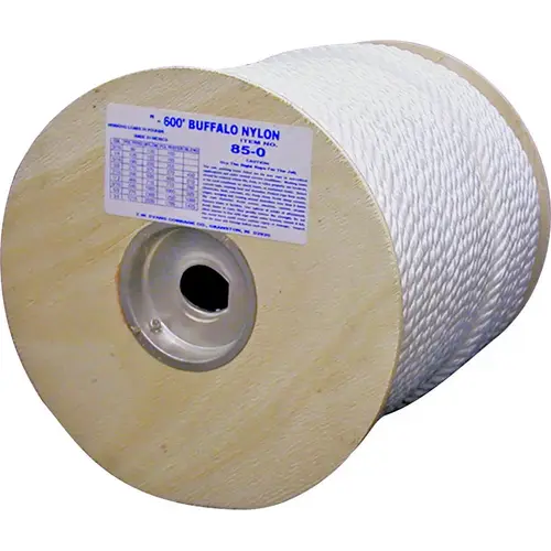 Rope, 5/8 in Dia, 300 ft L, 1144 lb Working Load, Nylon, White