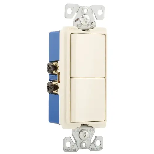 Combination Switch, 15 A, 120, 277 VAC, 3-Way, Screw Terminal, Light Almond Combination Switch, 15 A, 120, 277 VAC, 3-Way, Screw Terminal, Light Almond