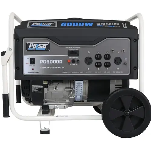 Portable Generator, 42/21 A, 120/240 V, Gasoline, 5.2 gal Tank, 11.5 hr Run Time, Recoil Start Portable Generator, 42/21 A, 120/240 V, Gasoline, 5.2 gal Tank, 11.5 hr Run Time, Recoil Start