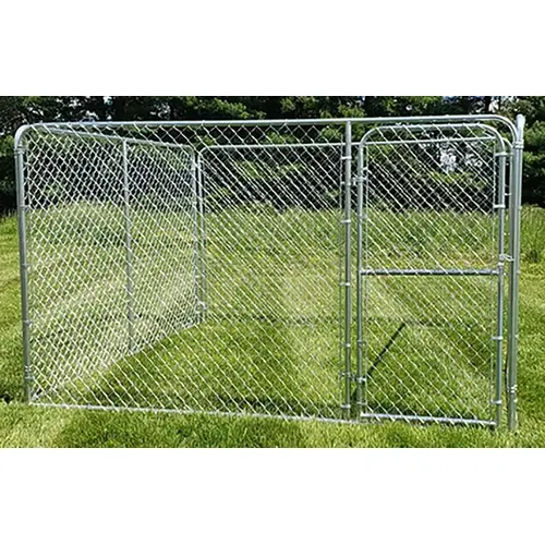 Davis Gate & Wire Series Chain Link Dog Kennel, 10 ft OAL, 10 ft OAW, 6 ft OAH, Galvanized, 4/PK - pack of 4