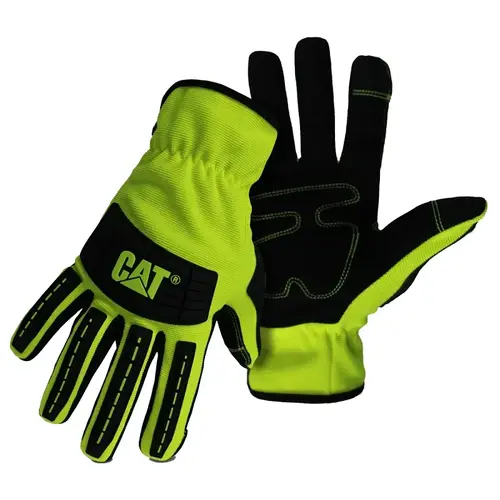 012250M High-Visibility Utility Gloves, Men's, M, Open Cuff, Spandex, Green Pair
