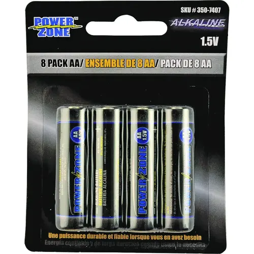 Battery, 1.5 V Battery, AA Battery, Alkaline, Manganese Dioxide, Potassium Hydroxide and Zinc - pack of 8 Battery, 1.5 V Battery, AA Battery, Alkaline, Manganese Dioxide, Potassium Hydroxide and Zinc - pack of 8