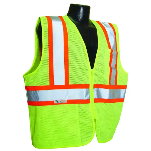 Economical Safety Vest, 2XL, Unisex, Fits to Chest Size: 30 in, Polyester, Green, Zipper Closure Economical Safety Vest, 2XL, Unisex, Fits to Chest Size: 30 in, Polyester, Green, Zipper Closure