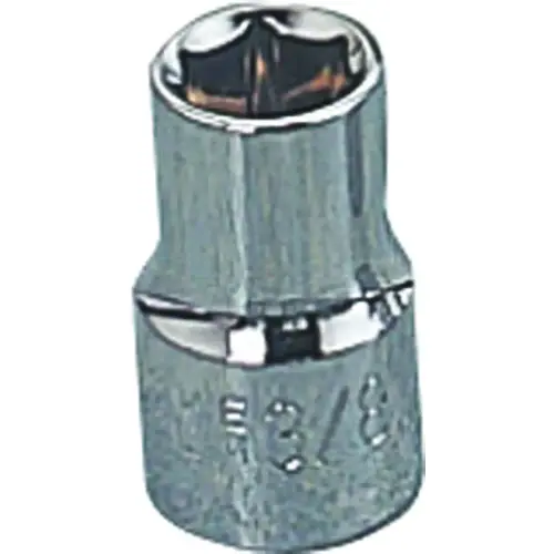Drive Socket, 3/8 in Socket, 3/8 in Drive, 6-Point, Chrome Vanadium Steel, Chrome Silver