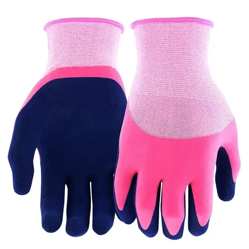Miracle-Gro Dipped Gloves, Women's, S/M, 4 in L, Knit Wrist Cuff, Latex Coating, Goatskin Leather Glove Pair Miracle-Gro Dipped Gloves, Women's, S/M, 4 in L, Knit Wrist Cuff, Latex Coating, Goatskin Leather Glove Pair