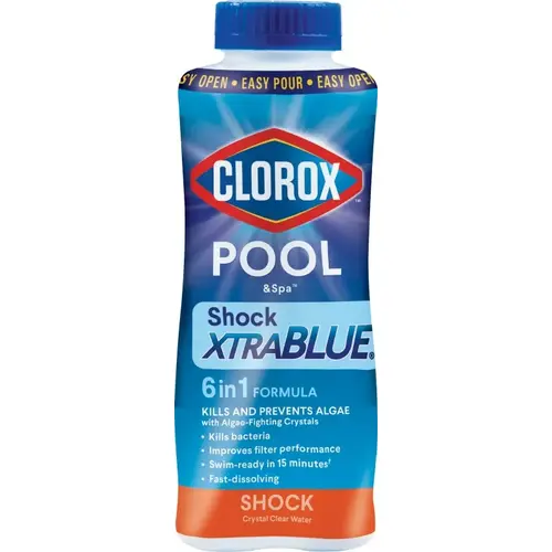 POOL & Spa Shock Xtrablue 33020CLX Pool Chemical, 1 lb Bottle, Solid, Chlorine, Blue/Green POOL & Spa Shock Xtrablue 33020CLX Pool Chemical, 1 lb Bottle, Solid, Chlorine, Blue/Green