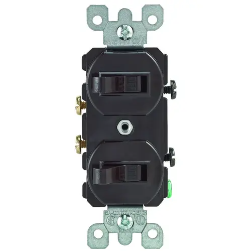 Duplex Combination Double Switch, 15 A, 120/277 V, Lead Wire Terminal, Brown Duplex Combination Double Switch, 15 A, 120/277 V, Lead Wire Terminal, Brown