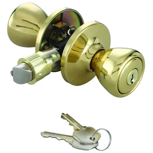 Mobile Home Entry Lockset, Polished Brass - pack of 3