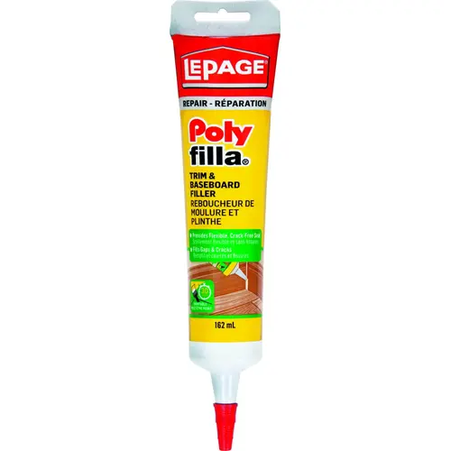 Polyfilla Trim and Baseboard Filler, Paste, Mild Acrylic, White, 162 mL Tube Polyfilla Trim and Baseboard Filler, Paste, Mild Acrylic, White, 162 mL Tube