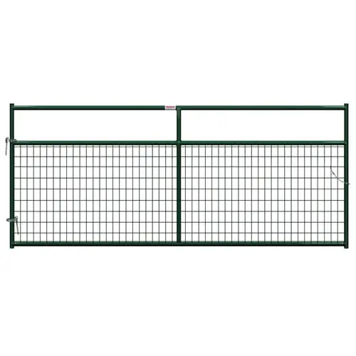 Wire-Filled Gate, 120 in W Gate, 50 in H Gate, 6 ga Mesh Wire, 2 x 4 in Mesh, Green