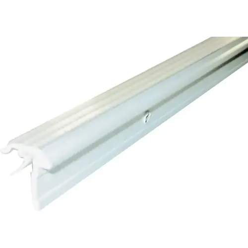 Astragal Weatherstrip with Vinyl Insert, 3/4 in W, 7/8 in Thick, 84 in L, Aluminum, White