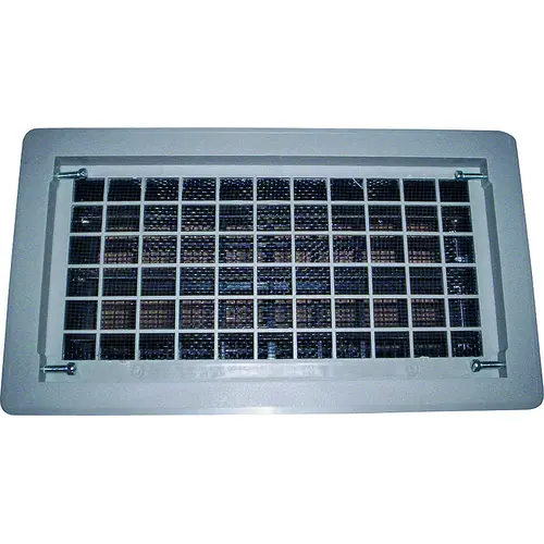 Foundation Vent, 62 sq-in Net Free Ventilating Area, Mesh Grill, Thermoplastic, Gray
