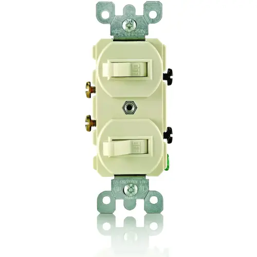 Duplex Combination Double Switch, 15 A, 120/277 V, Lead Wire Terminal, Ivory Duplex Combination Double Switch, 15 A, 120/277 V, Lead Wire Terminal, Ivory