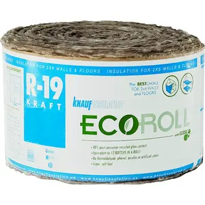 Knauf Insulation KR46E/TAK KR46TAK Kraft Faced Insulation, 39.16 ft L, 23 in W, R19 R-Value, Fiberglass