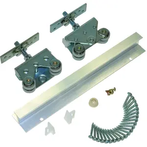 Johnson Hardware 200721DR Deluxe Pocket Door Hardware Set, 72 in L Track, Top Mounting