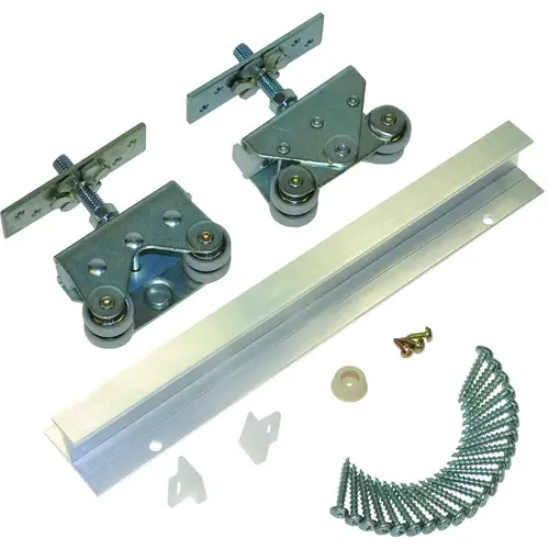 Deluxe Pocket Door Hardware Set, 72 in L Track, Top Mounting Deluxe Pocket Door Hardware Set, 72 in L Track, Top Mounting