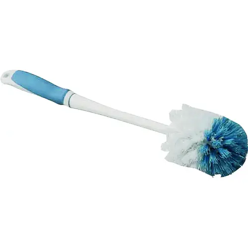 Toilet Bowl Brush, 1 in L Trim, PP/PVC Bristle, Blue/White Bristle, 3 in W Brush, 15 in OAL Toilet Bowl Brush, 1 in L Trim, PP/PVC Bristle, Blue/White Bristle, 3 in W Brush, 15 in OAL