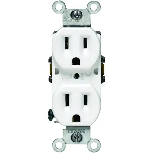218-05248-WCP Duplex Receptacle, 2 -Pole, 15 A, 125 V, Push-In, Side Wiring, NEMA: 5-15R, White