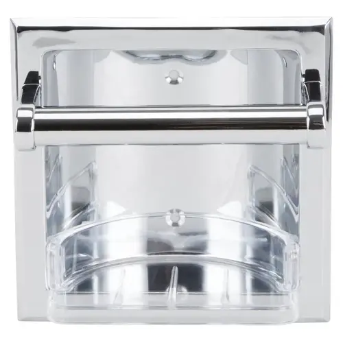 PBC306-3L Soap Holder and Grab Bar, Recessed Mounting, Plastic Roller/Zinc, Chrome Finish