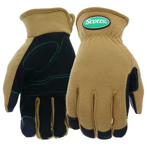 Scotts SC86111/M SC86111-M Multi-Purpose Palm Protection Work Gloves, Men's, M, Reinforced Thumb, Shirred Elastic Cuff, Brown Pair