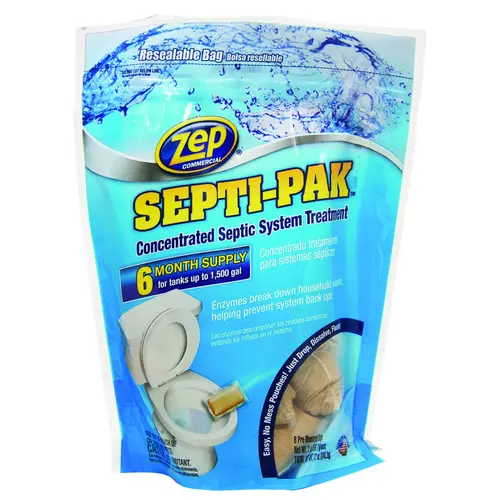 Septi-Pak Series Septic System Treatment, Solid, Brown, Mild, 12 oz Pouch