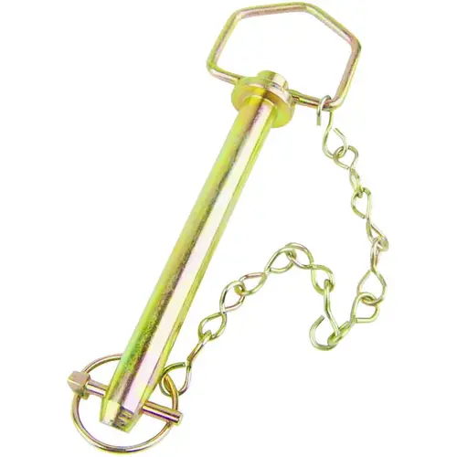 Hitch Pin, 3/4 in Dia Pin, 7-3/4 in L, 6-1/4 in L Usable, Steel, Yellow Zinc Dichromate Hitch Pin, 3/4 in Dia Pin, 7-3/4 in L, 6-1/4 in L Usable, Steel, Yellow Zinc Dichromate