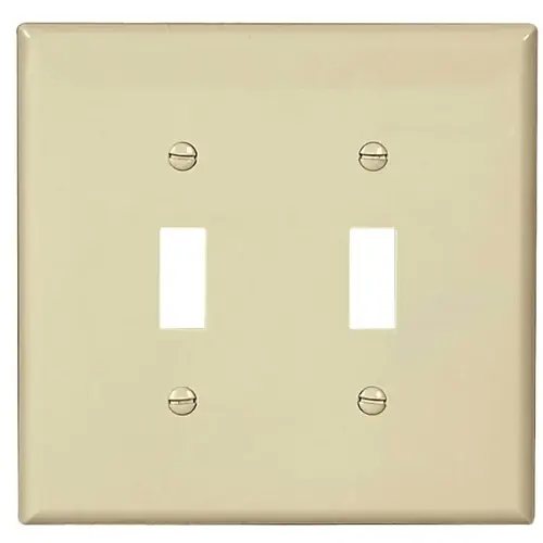 Switch Wallplate, 4.87 in L, 4.94 in W, 2 -Gang, Polycarbonate, Light Almond, High-Gloss Switch Wallplate, 4.87 in L, 4.94 in W, 2 -Gang, Polycarbonate, Light Almond, High-Gloss