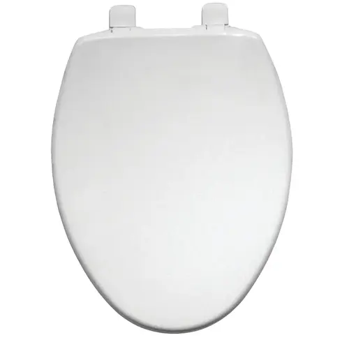 Toilet Seat, Elongated, Plastic, White, Top-Tite Hinge