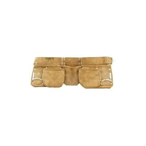 Tool Works Series Carpenter's Apron, Leather, Tan, 11-Pocket