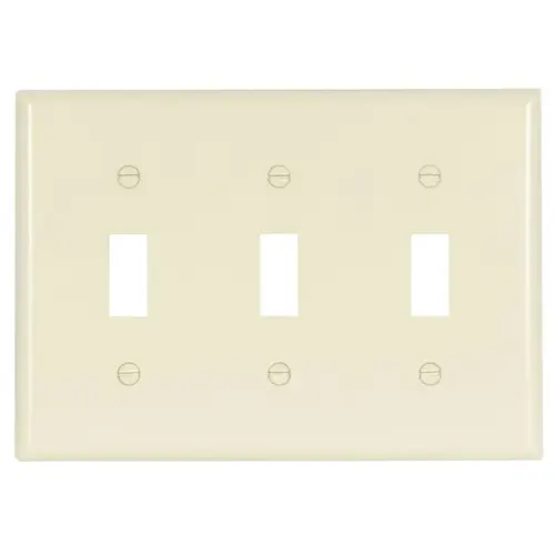 Wallplate, 4-1/2 in L, 3-3/8 in W, 3 -Gang, Thermoset, Light Almond, High-Gloss
